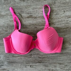 Victoria’s Secret Lined Semi Demi Bra Pink Size 34C Spell Out Logo Heart